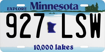 MN license plate 927LSW