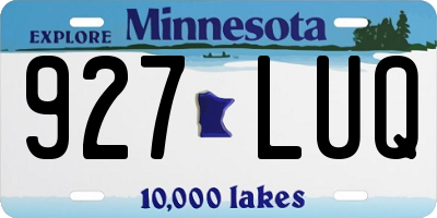 MN license plate 927LUQ