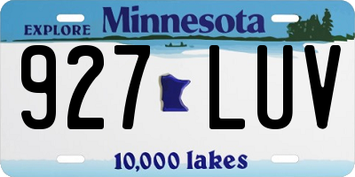 MN license plate 927LUV