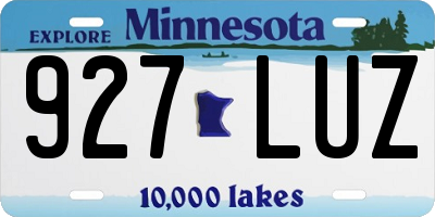 MN license plate 927LUZ