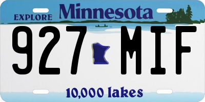 MN license plate 927MIF