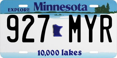 MN license plate 927MYR