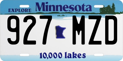 MN license plate 927MZD