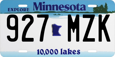 MN license plate 927MZK