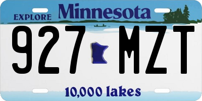MN license plate 927MZT
