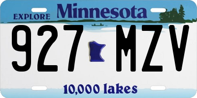 MN license plate 927MZV
