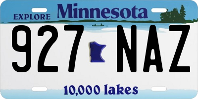 MN license plate 927NAZ