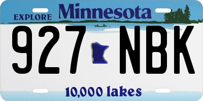 MN license plate 927NBK