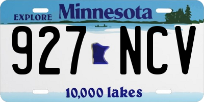 MN license plate 927NCV