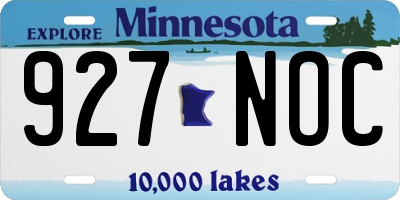 MN license plate 927NOC