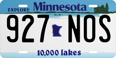 MN license plate 927NOS