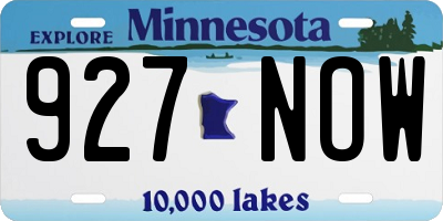MN license plate 927NOW
