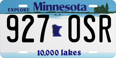 MN license plate 927OSR