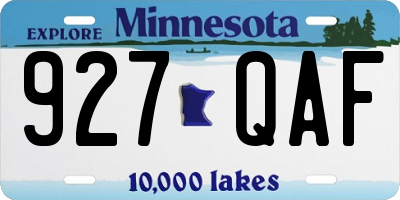 MN license plate 927QAF
