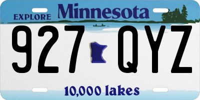MN license plate 927QYZ