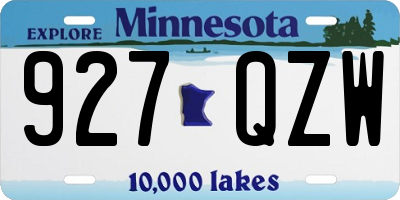 MN license plate 927QZW