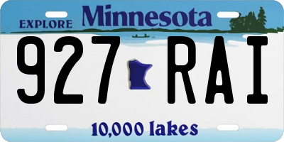 MN license plate 927RAI