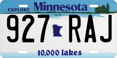MN license plate 927RAJ
