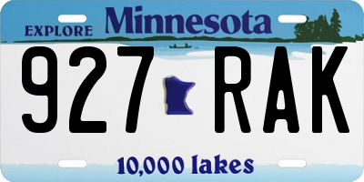 MN license plate 927RAK