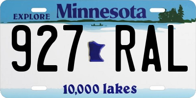 MN license plate 927RAL