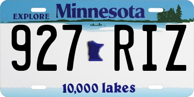 MN license plate 927RIZ