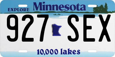 MN license plate 927SEX