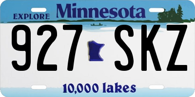 MN license plate 927SKZ