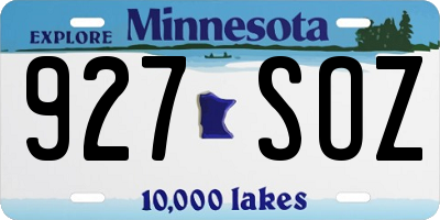 MN license plate 927SOZ
