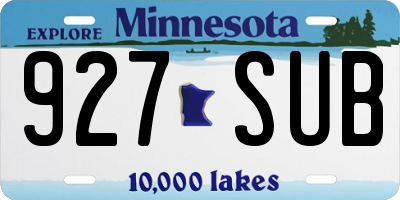 MN license plate 927SUB