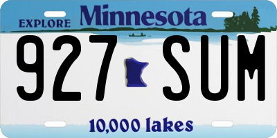 MN license plate 927SUM