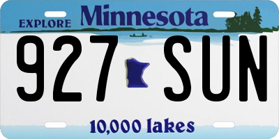 MN license plate 927SUN