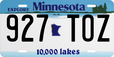 MN license plate 927TOZ