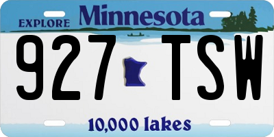 MN license plate 927TSW