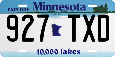 MN license plate 927TXD