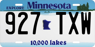 MN license plate 927TXW