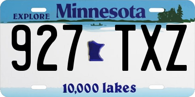 MN license plate 927TXZ