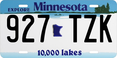 MN license plate 927TZK