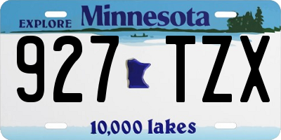 MN license plate 927TZX