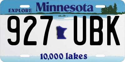 MN license plate 927UBK