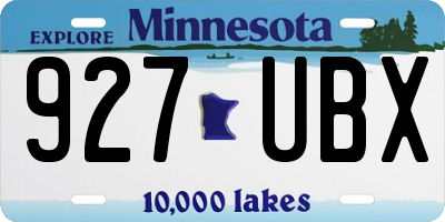 MN license plate 927UBX