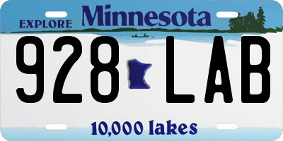 MN license plate 928LAB