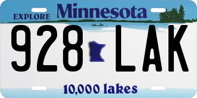 MN license plate 928LAK