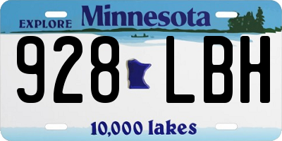 MN license plate 928LBH