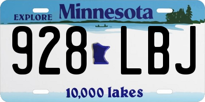 MN license plate 928LBJ