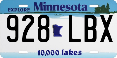 MN license plate 928LBX