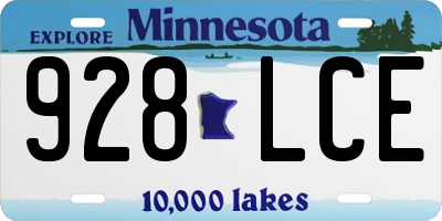 MN license plate 928LCE