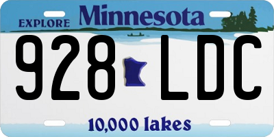 MN license plate 928LDC