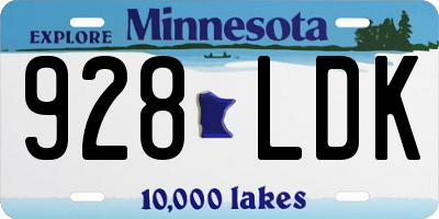 MN license plate 928LDK