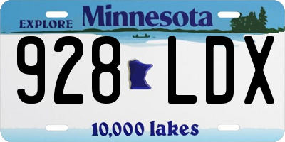 MN license plate 928LDX