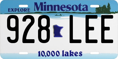 MN license plate 928LEE